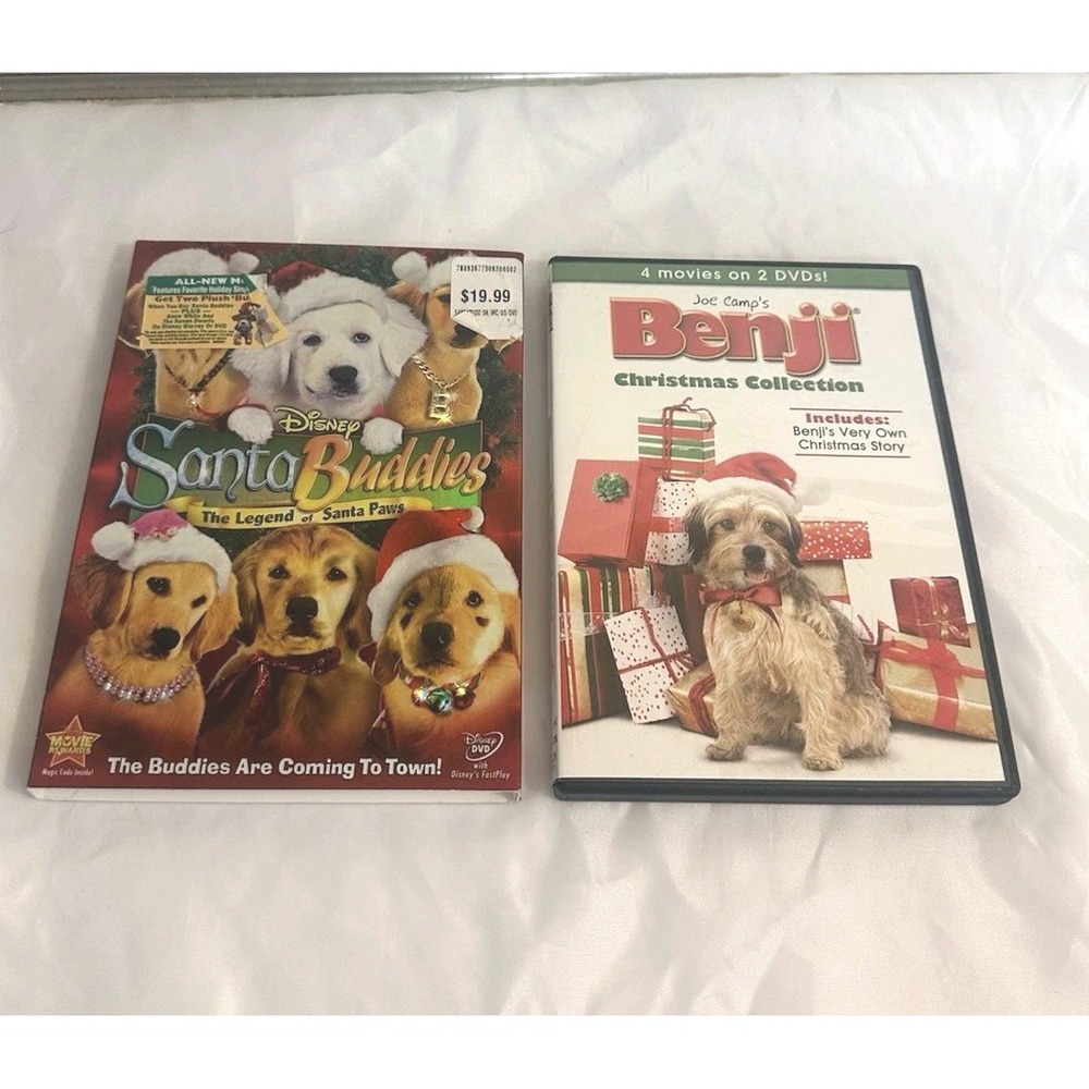Christmas Dog DVD Lot: Disney Santa Buddies + Benji Christmas Collection 4 Movie
